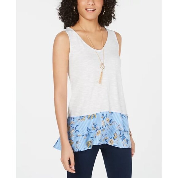 STYLE & CO V-neck Extended Floral Hem Tank Top NWT XXL - Picture 2 of 8